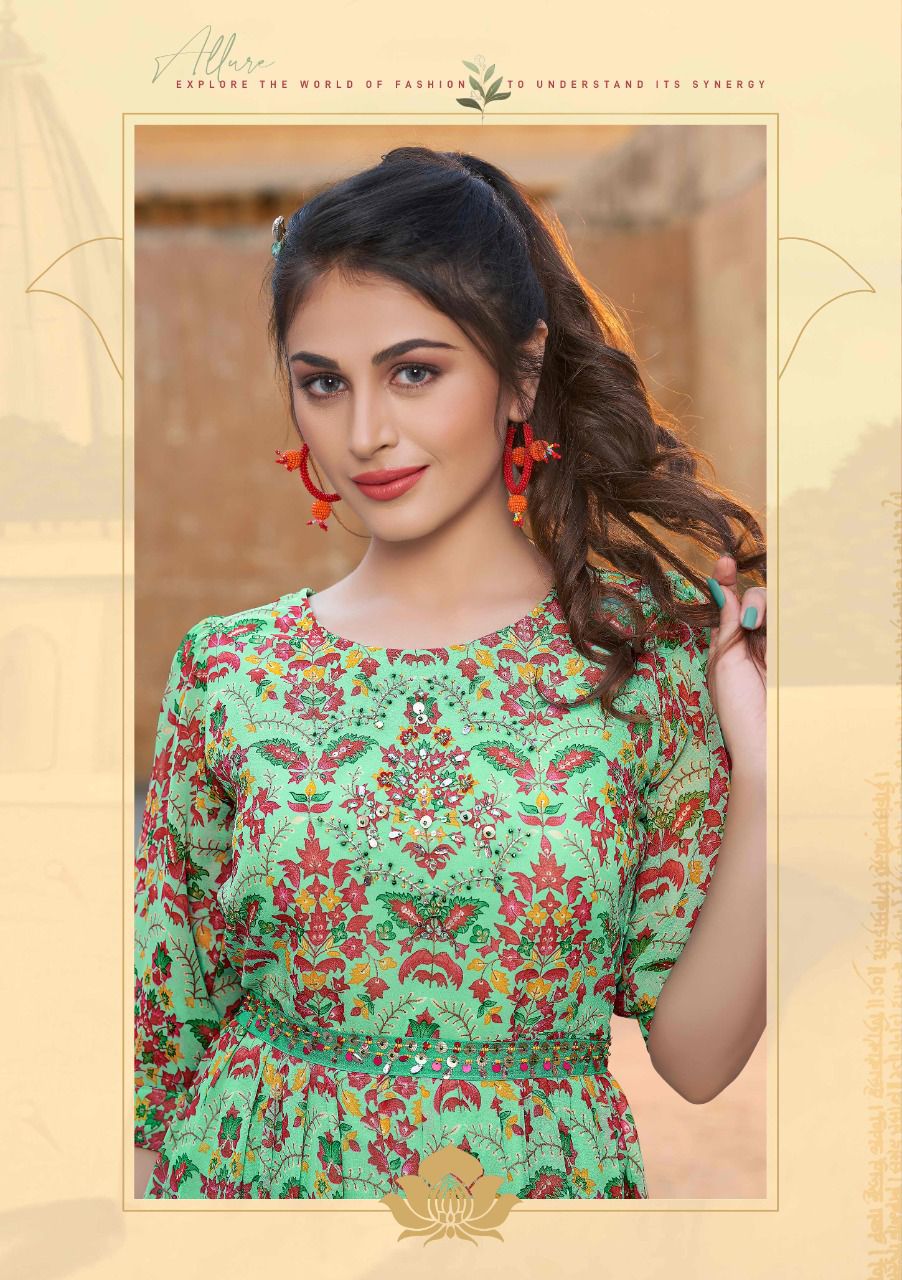 FUSION New Latest Designer Party Wear Printed Georgette Kurtis Collection